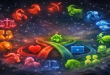 Haftalık burç yorumları illüstrasyonu – aşk, aile ve iş hayatındaki duygusal hassasiyetleri temsil eden 12 burç simgesi