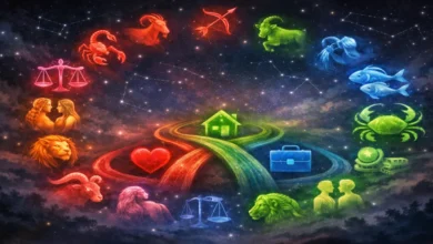 Haftalık burç yorumları illüstrasyonu – aşk, aile ve iş hayatındaki duygusal hassasiyetleri temsil eden 12 burç simgesi