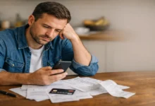 Maaşın ay ortasında bitmesini düşünen, faturalarına bakan çalışan