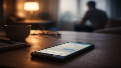 Mesajlara geç cevap vermek yüzünden belirsizlik yaşayan bir kişinin telefonu masada duruyor