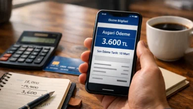 Kredi kartı ekstresinde asgari ödeme tutarını gösteren mobil bankacılık ekranı