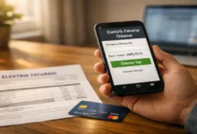 Elektrik faturası ödeme işlemini telefon üzerinden yapan kişi