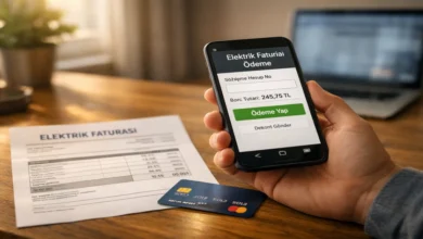 Elektrik faturası ödeme işlemini telefon üzerinden yapan kişi