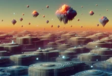 Aldous Huxley’nin başka zihinlerin bilinemezliği fikrini temsil eden, ada evrenlerini sembolize eden soyut bir görsel