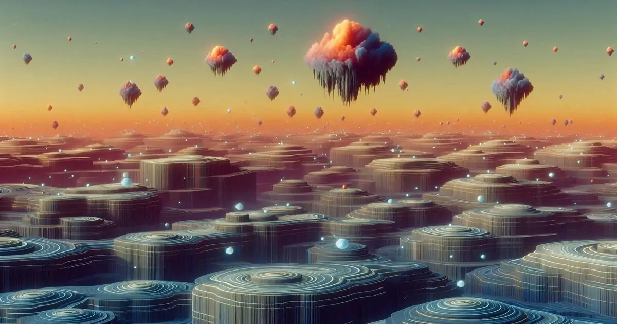 Aldous Huxley’nin başka zihinlerin bilinemezliği fikrini temsil eden, ada evrenlerini sembolize eden soyut bir görsel