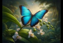 Mavi Morfo Kelebeği tablosu, dönüştürücü deneyimler kavramını sembolize eden bir sanat eseri